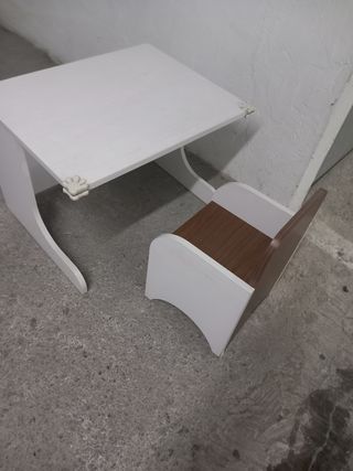 Escritorio y silla de madera infantil blanco
