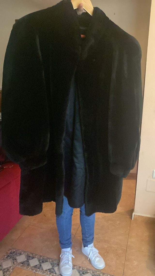 Abrigo Piel Sintética Negro