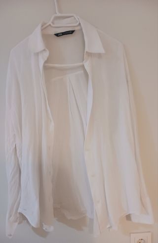 Camisa oversize gasa Zara blanca