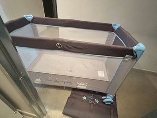 Cuna de viaje plegable azul