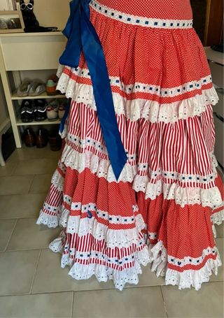 Traje Gitana Años 90 Lunares Rojo/Blanco Talla 38
