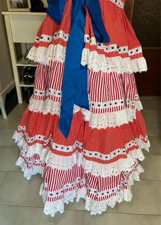 Traje Gitana Años 90 Lunares Rojo/Blanco Talla 38