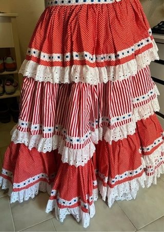 Traje Gitana Años 90 Lunares Rojo/Blanco Talla 38