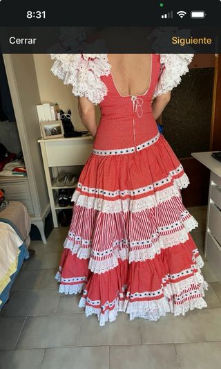 Traje Gitana Años 90 Lunares Rojo/Blanco Talla 38