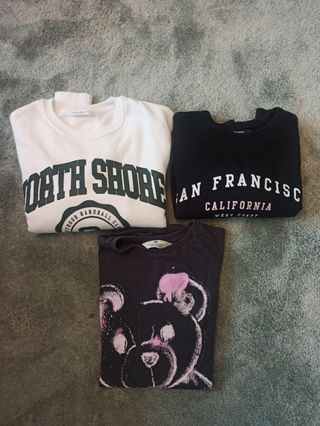 Lote 3 prendas: 2 sudaderas y 1 camiseta