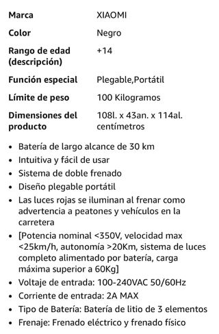 Patinete Eléctrico Xiaomi M365