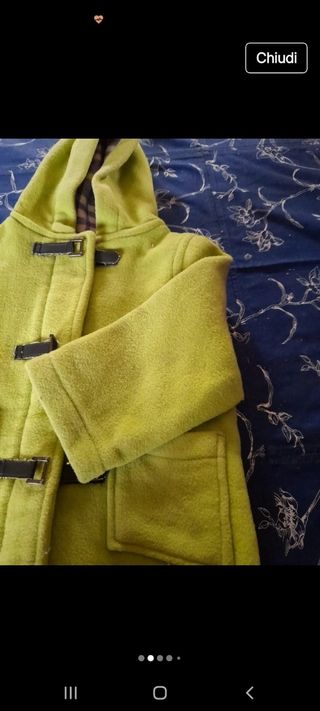 Cappotto bimbini verde con cappuccio