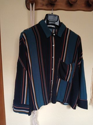 Camicia donna manica trequarti a righe