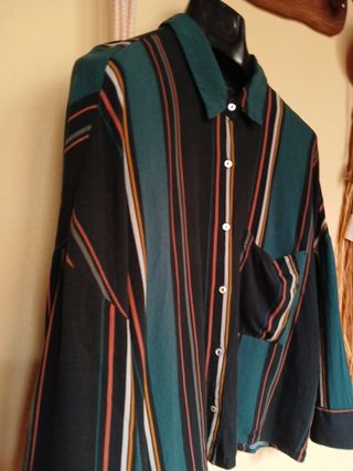 Camicia donna manica trequarti a righe