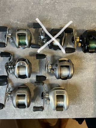 Lote 6 carretes pesca bass 200€