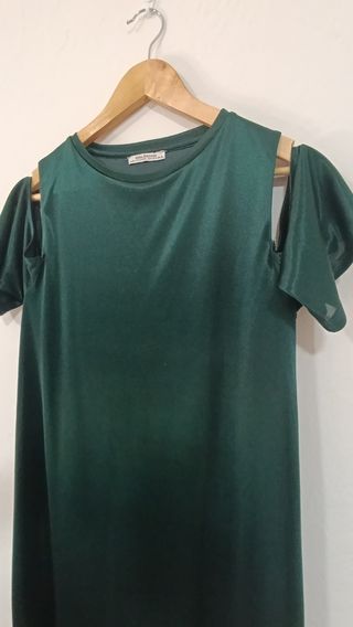 Vestido Zara fiesta verde XS