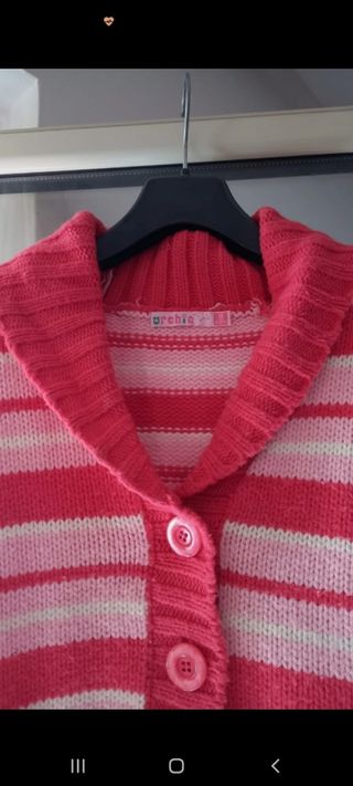 Cardigan a righe rosa bambina