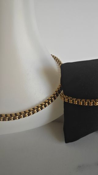 Conjunto Cadena y Pulsera Acero Dorado