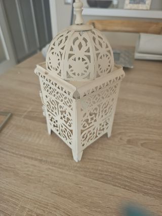 Farol árabe de metal blanco