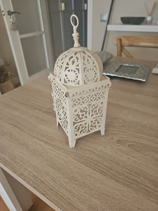 Farol árabe de metal blanco