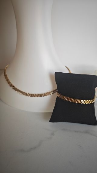 Conjunto Cadena y Pulsera Acero Dorado