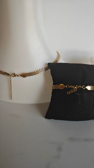Conjunto Cadena y Pulsera Acero Dorado