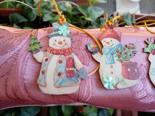 5 sagome pupazzi neve legno glitterati