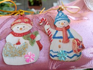 5 sagome pupazzi neve legno glitterati