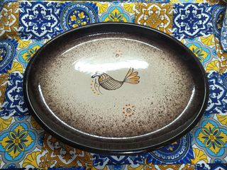 Vassoio vintage uccello decorato