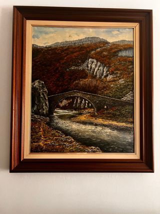 Pintura óleo Puente Ribes de Freser de Luis Casas
