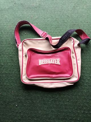 Bolso Beefeater Vintage Beige y Rojo