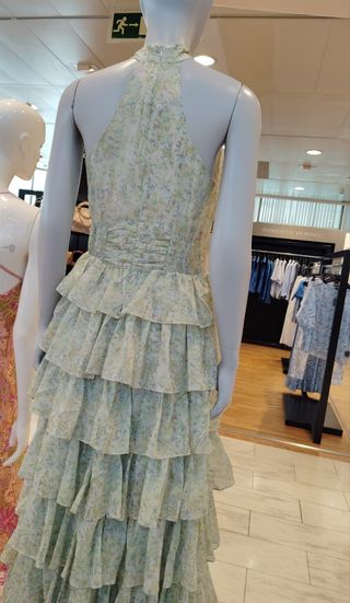 Vestido largo verde floral