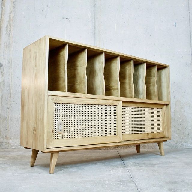 MUEBLE MUSICA VINILOS MIMBRE A MEDIDA