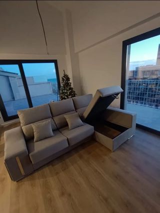 Sofá modular gris de tela