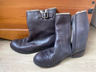 Botines de piel marrones talla 41 forrados 