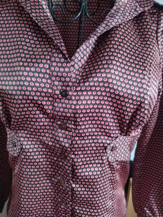 Camisa Zara Raso Estampada Marrón Talla S