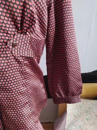 Camisa Zara Raso Estampada Marrón Talla S