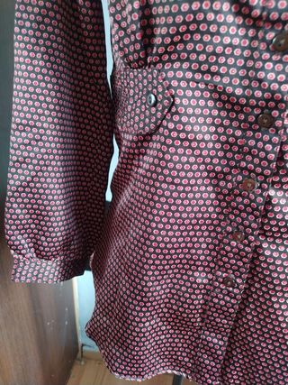 Camisa Zara Raso Estampada Marrón Talla S