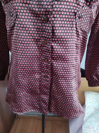 Camisa Zara Raso Estampada Marrón Talla S