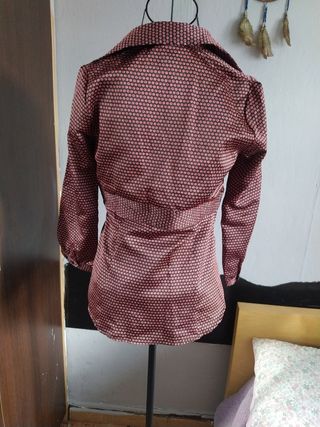 Camisa Zara Raso Estampada Marrón Talla S