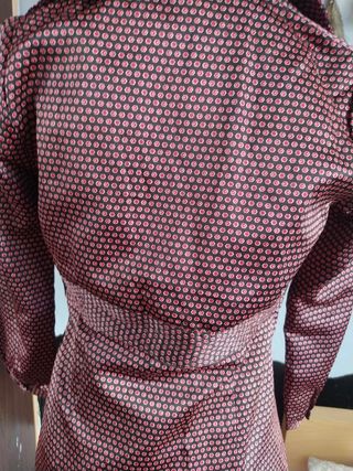 Camisa Zara Raso Estampada Marrón Talla S