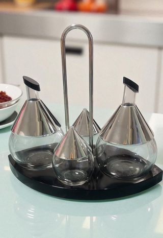 Set condimenti BMF vintage vetro e metallo