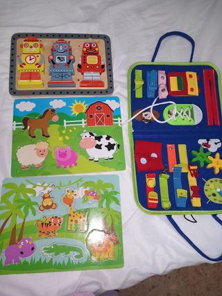 Lote Puzzles Bebés: Robots, Granja y Selva