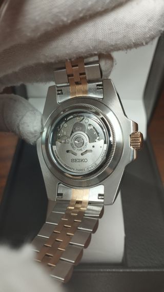 Reloj Seiko Mod GMT Rootbeer Oro Rosa Marrón Negro