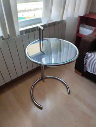 Mesa auxiliar diseño cristal y acero 