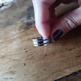 Anillo ACERO con doble cordón chapado oro