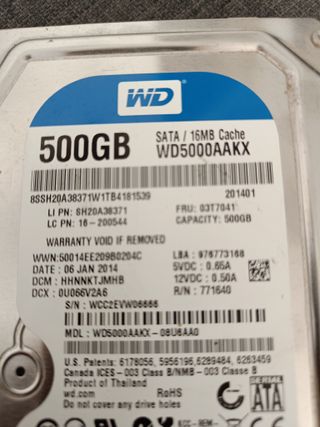 Disco Duro WD 500GB SATA