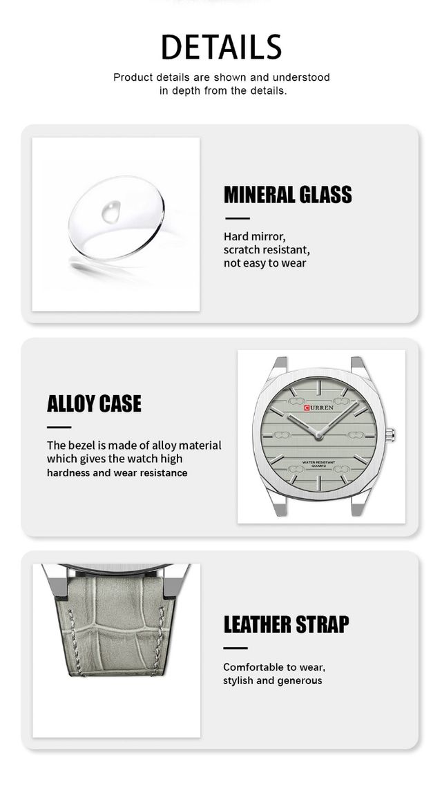 Reloj Curren Hombre Gris y Plateado