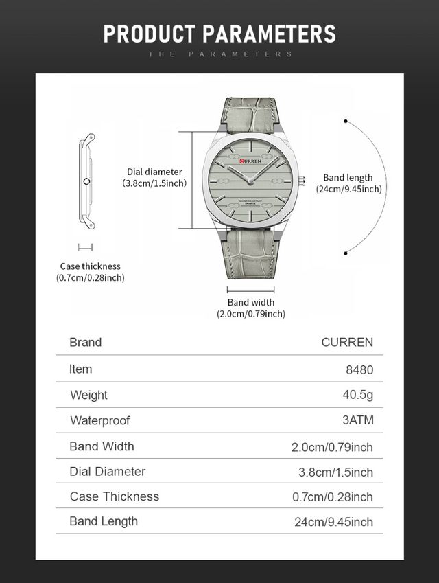 Reloj Curren Hombre Gris y Plateado