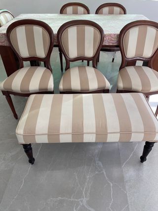 Conjunto 6 sillas y banco de comedor