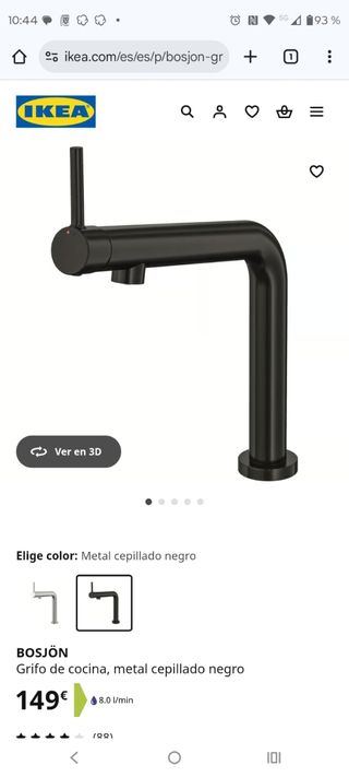 Grifo Ikea Bosjon Negro Metal Cepillado de segunda mano por 60 EUR