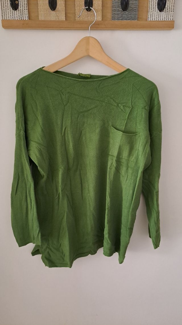 Jersey verde cuello barco