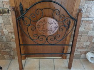 Cabecero forja y madera 90 + mesita y 2 estanteria
