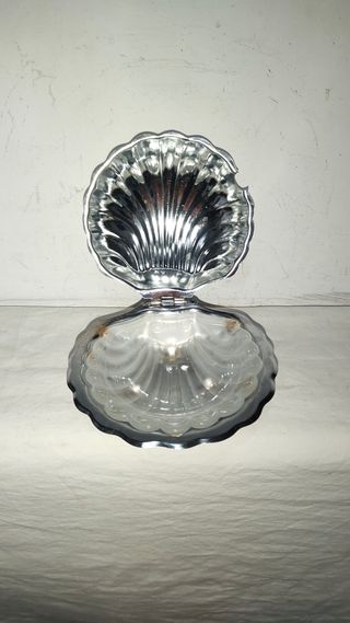 Mantequera/Joyero/Azucarero Plata Concha Antigua