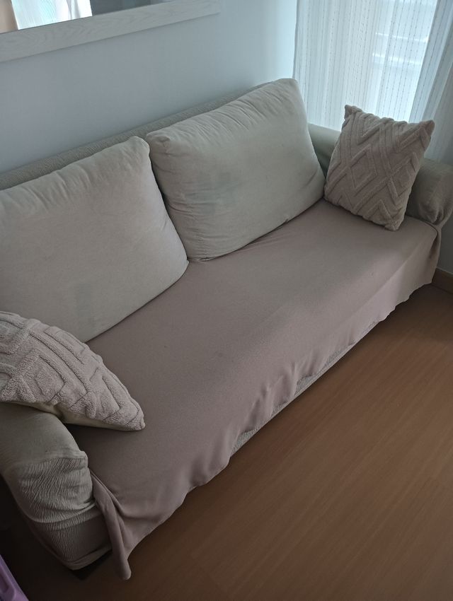 Sofá Cama Beige Tela